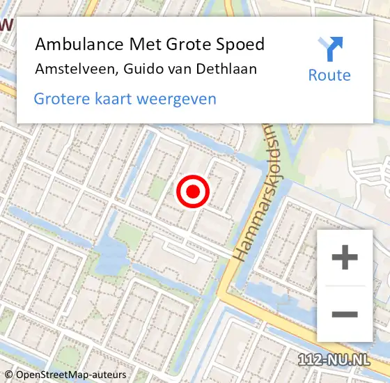 Locatie op kaart van de 112 melding: Ambulance Met Grote Spoed Naar Amstelveen, Guido van Dethlaan op 30 juli 2021 03:02