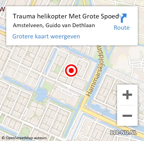 Locatie op kaart van de 112 melding: Trauma helikopter Met Grote Spoed Naar Amstelveen, Guido van Dethlaan op 30 juli 2021 03:07