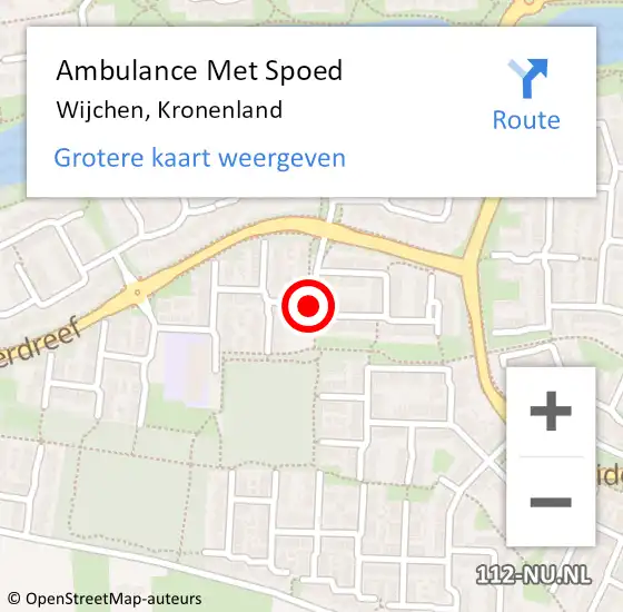 Locatie op kaart van de 112 melding: Ambulance Met Spoed Naar Wijchen, Kronenland op 30 juli 2021 03:14