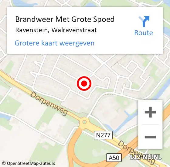 Locatie op kaart van de 112 melding: Brandweer Met Grote Spoed Naar Ravenstein, Walravenstraat op 30 juli 2021 03:53