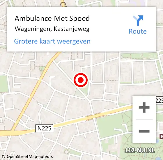 Locatie op kaart van de 112 melding: Ambulance Met Spoed Naar Wageningen, Kastanjeweg op 30 juli 2021 04:10