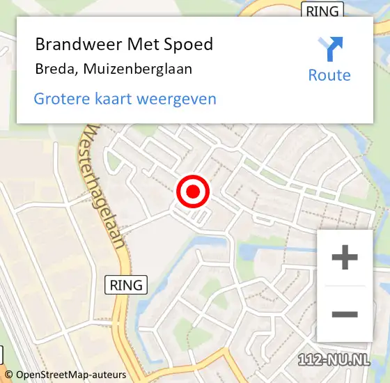 Locatie op kaart van de 112 melding: Brandweer Met Spoed Naar Breda, Muizenberglaan op 30 juli 2021 04:14