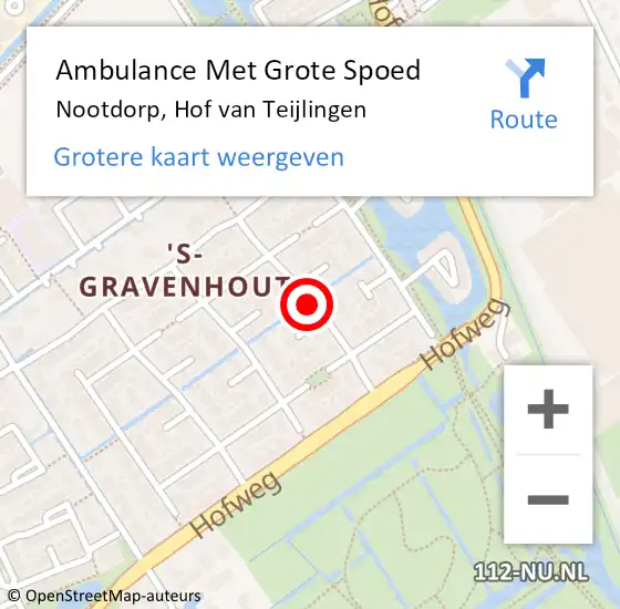 Locatie op kaart van de 112 melding: Ambulance Met Grote Spoed Naar Nootdorp, Hof van Teijlingen op 30 juli 2021 04:15