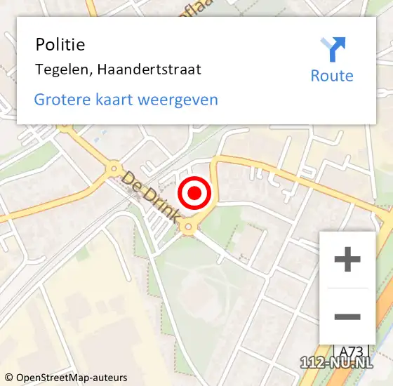 Locatie op kaart van de 112 melding: Politie Tegelen, Haandertstraat op 30 juli 2021 04:32