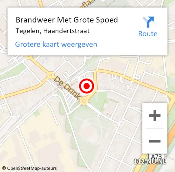 Locatie op kaart van de 112 melding: Brandweer Met Grote Spoed Naar Tegelen, Haandertstraat op 30 juli 2021 04:35