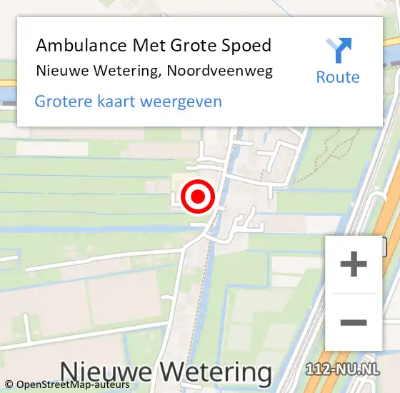 Locatie op kaart van de 112 melding: Ambulance Met Grote Spoed Naar Nieuwe Wetering, Noordveenweg op 30 juli 2021 06:18