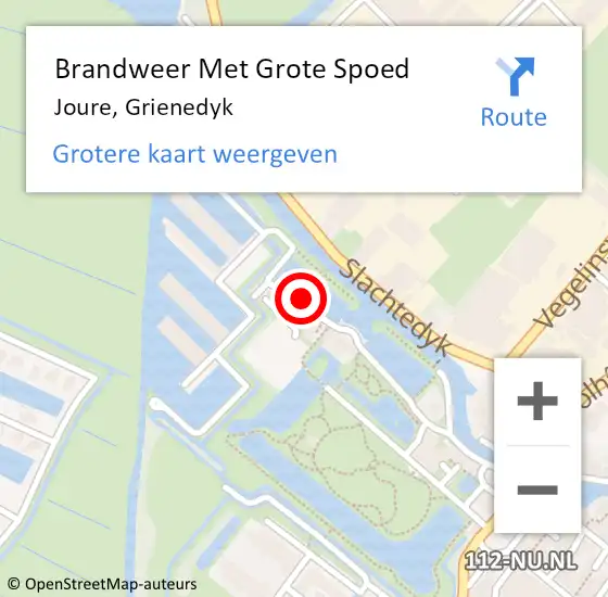 Locatie op kaart van de 112 melding: Brandweer Met Grote Spoed Naar Joure, Grienedyk op 30 juli 2021 06:41