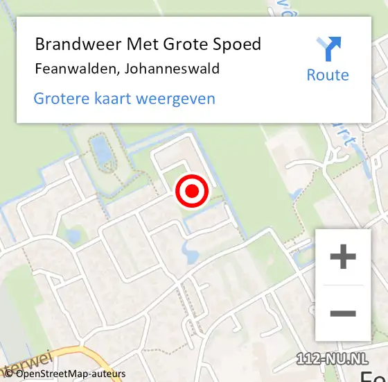 Locatie op kaart van de 112 melding: Brandweer Met Grote Spoed Naar Feanwalden, Johanneswald op 18 juni 2014 10:05