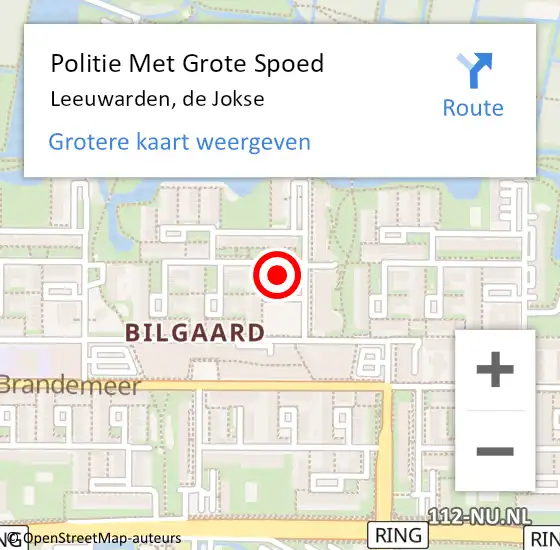 Locatie op kaart van de 112 melding: Politie Met Grote Spoed Naar Leeuwarden, de Jokse op 30 juli 2021 08:09