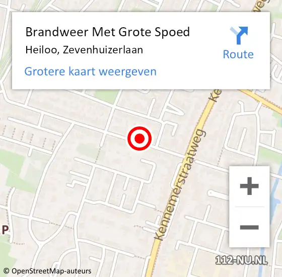 Locatie op kaart van de 112 melding: Brandweer Met Grote Spoed Naar Heiloo, Zevenhuizerlaan op 30 juli 2021 08:14