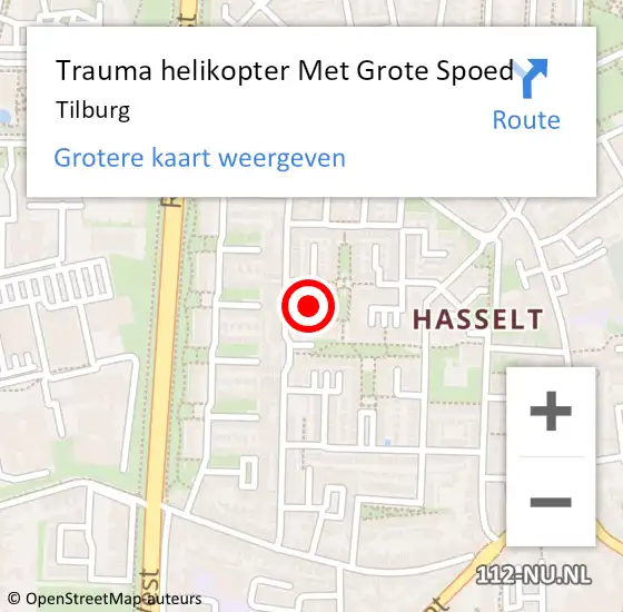 Locatie op kaart van de 112 melding: Trauma helikopter Met Grote Spoed Naar Tilburg op 30 juli 2021 08:25