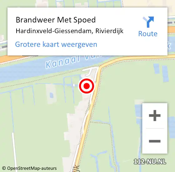 Locatie op kaart van de 112 melding: Brandweer Met Spoed Naar Hardinxveld-Giessendam, Rivierdijk op 30 juli 2021 09:37
