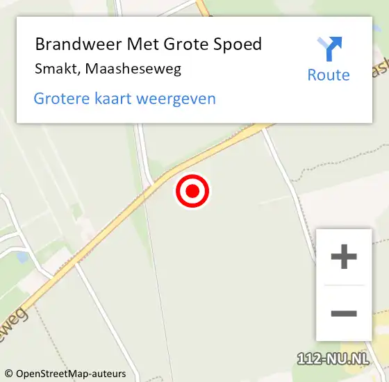 Locatie op kaart van de 112 melding: Brandweer Met Grote Spoed Naar Smakt, Maasheseweg op 30 juli 2021 09:42