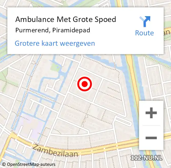 Locatie op kaart van de 112 melding: Ambulance Met Grote Spoed Naar Purmerend, Piramidepad op 30 juli 2021 09:58