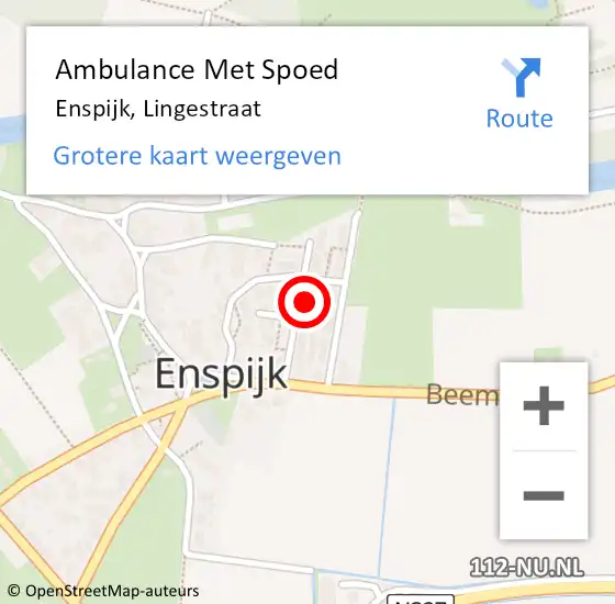 Locatie op kaart van de 112 melding: Ambulance Met Spoed Naar Enspijk, Lingestraat op 30 juli 2021 10:31