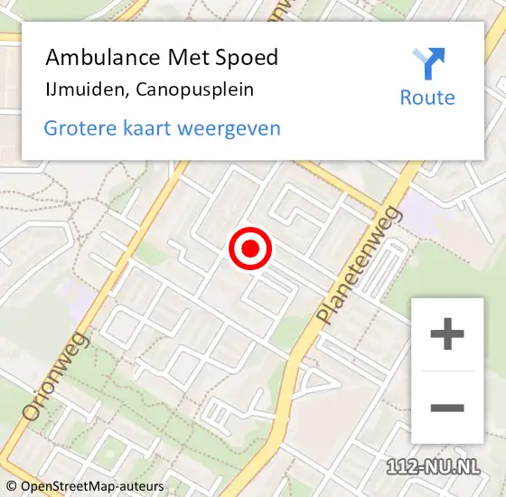 Locatie op kaart van de 112 melding: Ambulance Met Spoed Naar IJmuiden, Canopusplein op 30 juli 2021 10:35