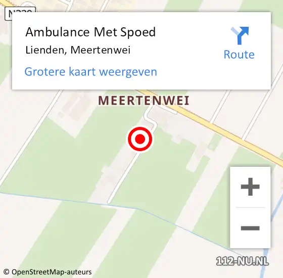 Locatie op kaart van de 112 melding: Ambulance Met Spoed Naar Lienden, Meertenwei op 30 juli 2021 10:46