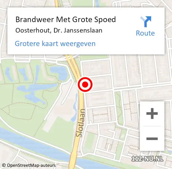 Locatie op kaart van de 112 melding: Brandweer Met Grote Spoed Naar Oosterhout, Dr. Janssenslaan op 30 juli 2021 10:52