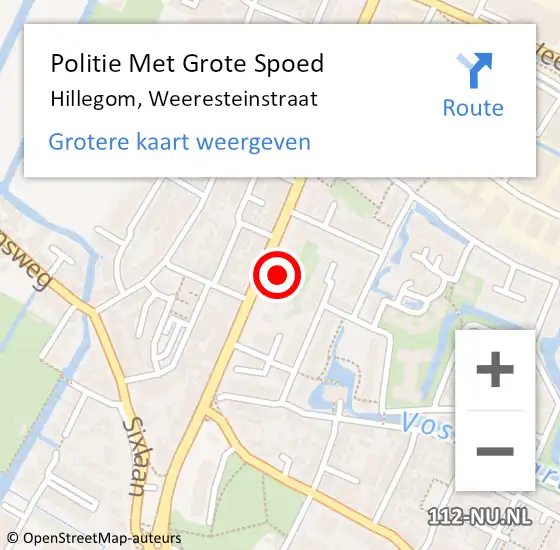 Locatie op kaart van de 112 melding: Politie Met Grote Spoed Naar Hillegom, Weeresteinstraat op 30 juli 2021 11:00