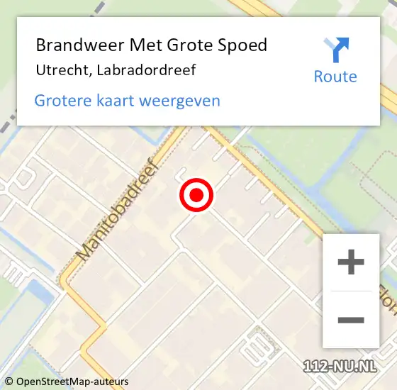 Locatie op kaart van de 112 melding: Brandweer Met Grote Spoed Naar Utrecht, Labradordreef op 30 juli 2021 11:09