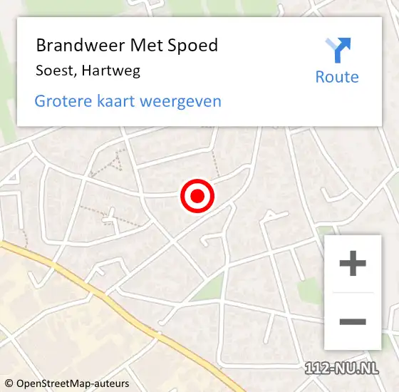Locatie op kaart van de 112 melding: Brandweer Met Spoed Naar Soest, Hartweg op 30 juli 2021 11:13