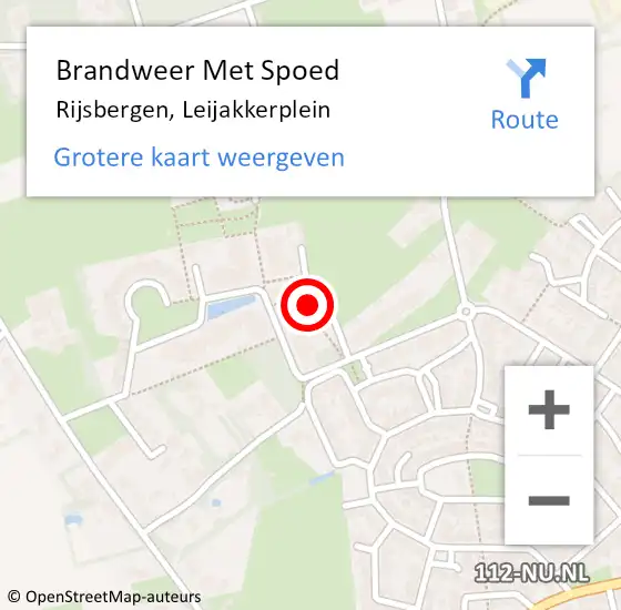 Locatie op kaart van de 112 melding: Brandweer Met Spoed Naar Rijsbergen, Leijakkerplein op 30 juli 2021 11:14