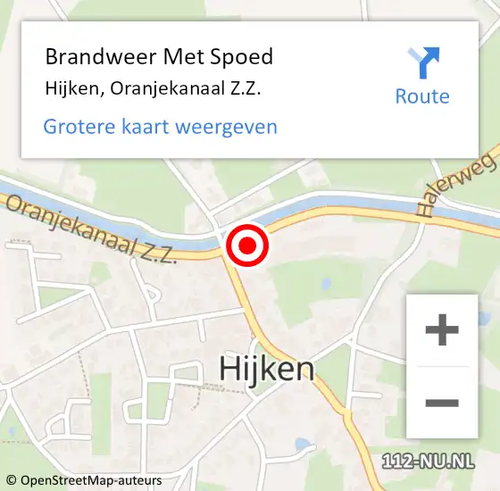 Locatie op kaart van de 112 melding: Brandweer Met Spoed Naar Hijken, Oranjekanaal Z.Z. op 30 juli 2021 11:34