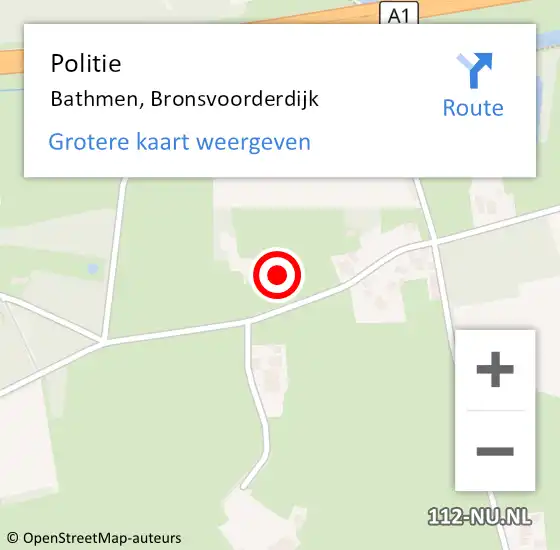 Locatie op kaart van de 112 melding: Politie Bathmen, Bronsvoorderdijk op 30 juli 2021 11:37