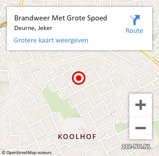 Locatie op kaart van de 112 melding: Brandweer Met Grote Spoed Naar Deurne, Jeker op 30 juli 2021 11:38