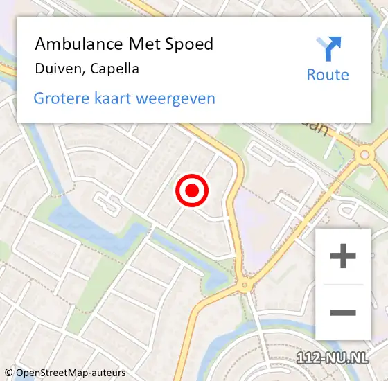 Locatie op kaart van de 112 melding: Ambulance Met Spoed Naar Duiven, Capella op 30 juli 2021 11:47