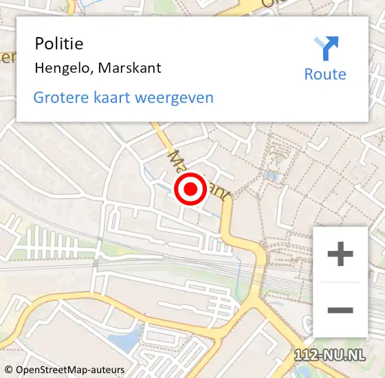 Locatie op kaart van de 112 melding: Politie Hengelo, Marskant op 30 juli 2021 11:49