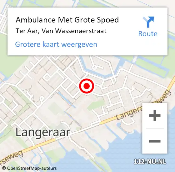 Locatie op kaart van de 112 melding: Ambulance Met Grote Spoed Naar Ter Aar, Van Wassenaerstraat op 18 juni 2014 10:27