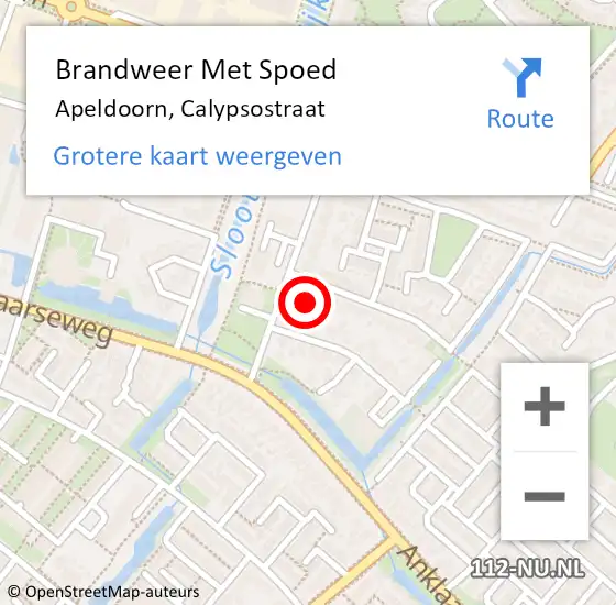 Locatie op kaart van de 112 melding: Brandweer Met Spoed Naar Apeldoorn, Calypsostraat op 30 juli 2021 12:16