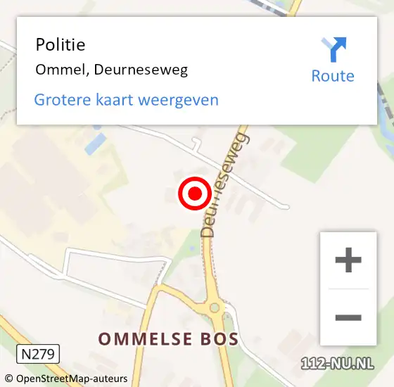 Locatie op kaart van de 112 melding: Politie Ommel, Deurneseweg op 30 juli 2021 12:37