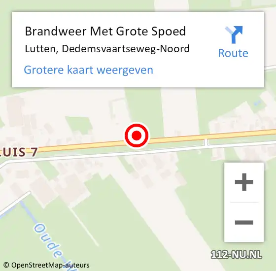 Locatie op kaart van de 112 melding: Brandweer Met Grote Spoed Naar Lutten, Dedemsvaartseweg-Noord op 30 juli 2021 12:40