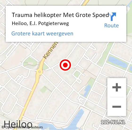 Locatie op kaart van de 112 melding: Trauma helikopter Met Grote Spoed Naar Heiloo, E.J. Potgieterweg op 30 juli 2021 12:44