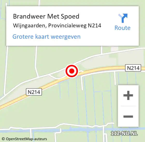 Locatie op kaart van de 112 melding: Brandweer Met Spoed Naar Wijngaarden, Provincialeweg N214 op 30 juli 2021 12:51