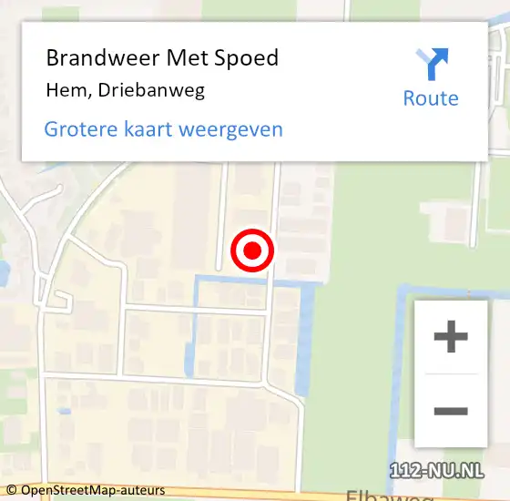 Locatie op kaart van de 112 melding: Brandweer Met Spoed Naar Hem, Driebanweg op 30 juli 2021 13:07