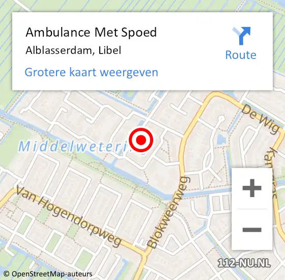 Locatie op kaart van de 112 melding: Ambulance Met Spoed Naar Alblasserdam, Libel op 30 juli 2021 13:29