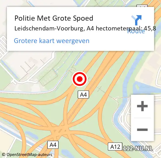 Locatie op kaart van de 112 melding: Politie Met Grote Spoed Naar Leidschendam-Voorburg, A4 hectometerpaal: 45,8 op 30 juli 2021 13:41