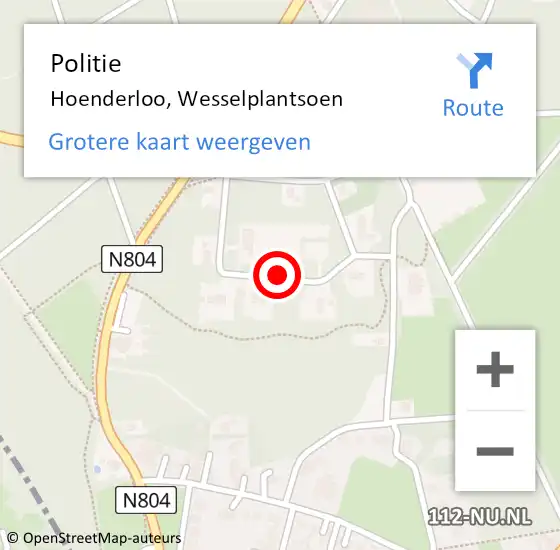 Locatie op kaart van de 112 melding: Politie Hoenderloo, Wesselplantsoen op 30 juli 2021 13:44