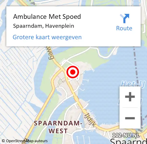 Locatie op kaart van de 112 melding: Ambulance Met Spoed Naar Spaarndam, Havenplein op 30 juli 2021 14:23