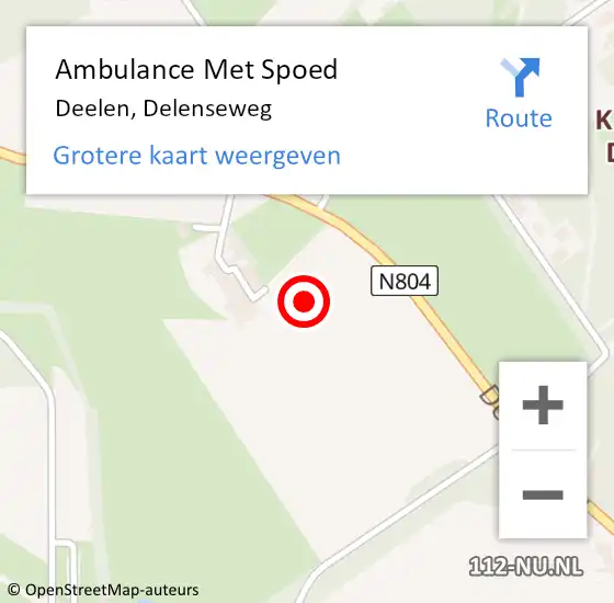 Locatie op kaart van de 112 melding: Ambulance Met Spoed Naar Deelen, Delenseweg op 30 juli 2021 14:25