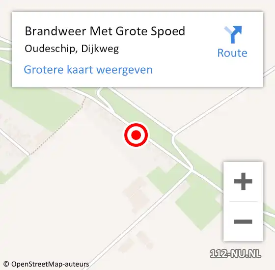 Locatie op kaart van de 112 melding: Brandweer Met Grote Spoed Naar Oudeschip, Dijkweg op 30 juli 2021 14:29