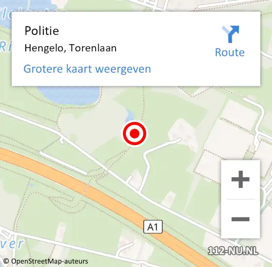 Locatie op kaart van de 112 melding: Politie Hengelo, Torenlaan op 30 juli 2021 14:31