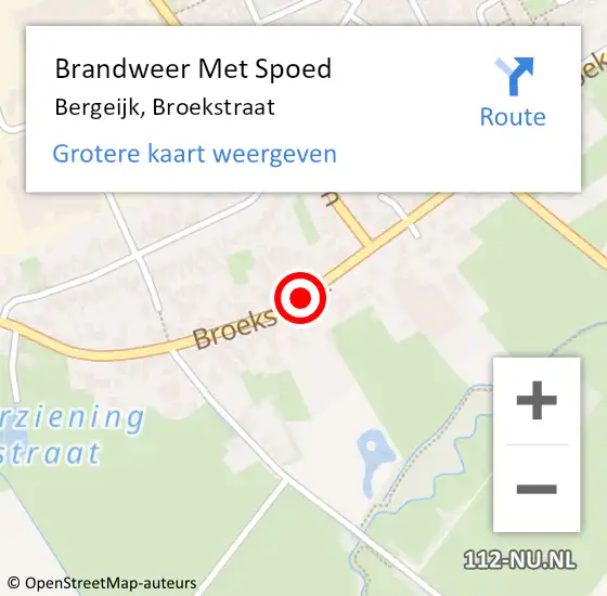 Locatie op kaart van de 112 melding: Brandweer Met Spoed Naar Bergeijk, Broekstraat op 30 juli 2021 14:43