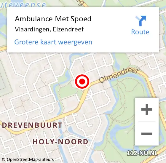 Locatie op kaart van de 112 melding: Ambulance Met Spoed Naar Vlaardingen, Elzendreef op 30 juli 2021 14:56