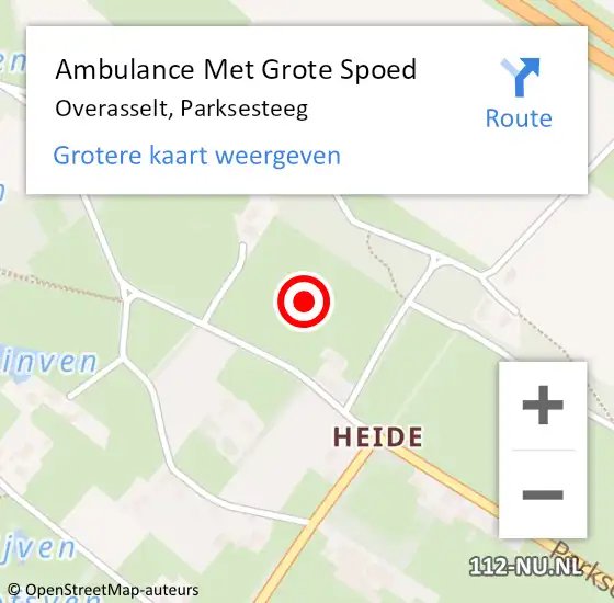 Locatie op kaart van de 112 melding: Ambulance Met Grote Spoed Naar Overasselt, Parksesteeg op 30 juli 2021 15:04