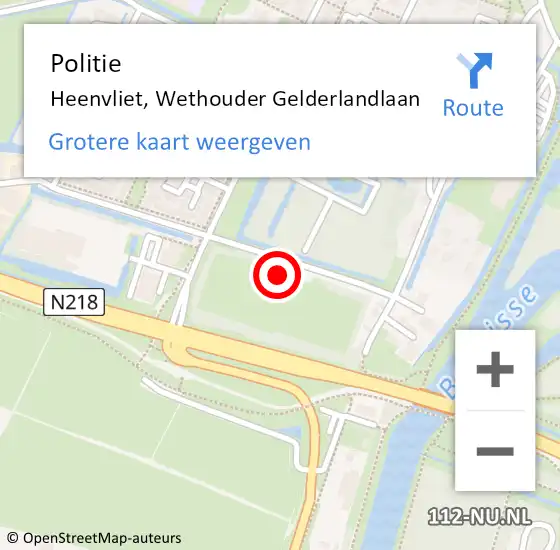 Locatie op kaart van de 112 melding: Politie Heenvliet, Wethouder Gelderlandlaan op 30 juli 2021 15:08