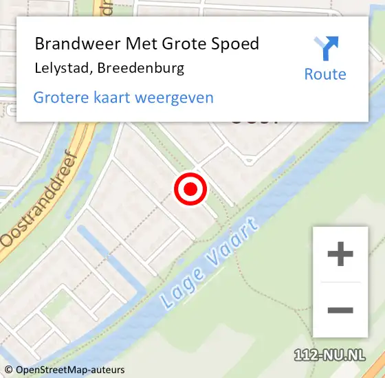 Locatie op kaart van de 112 melding: Brandweer Met Grote Spoed Naar Lelystad, Breedenburg op 18 juni 2014 10:50